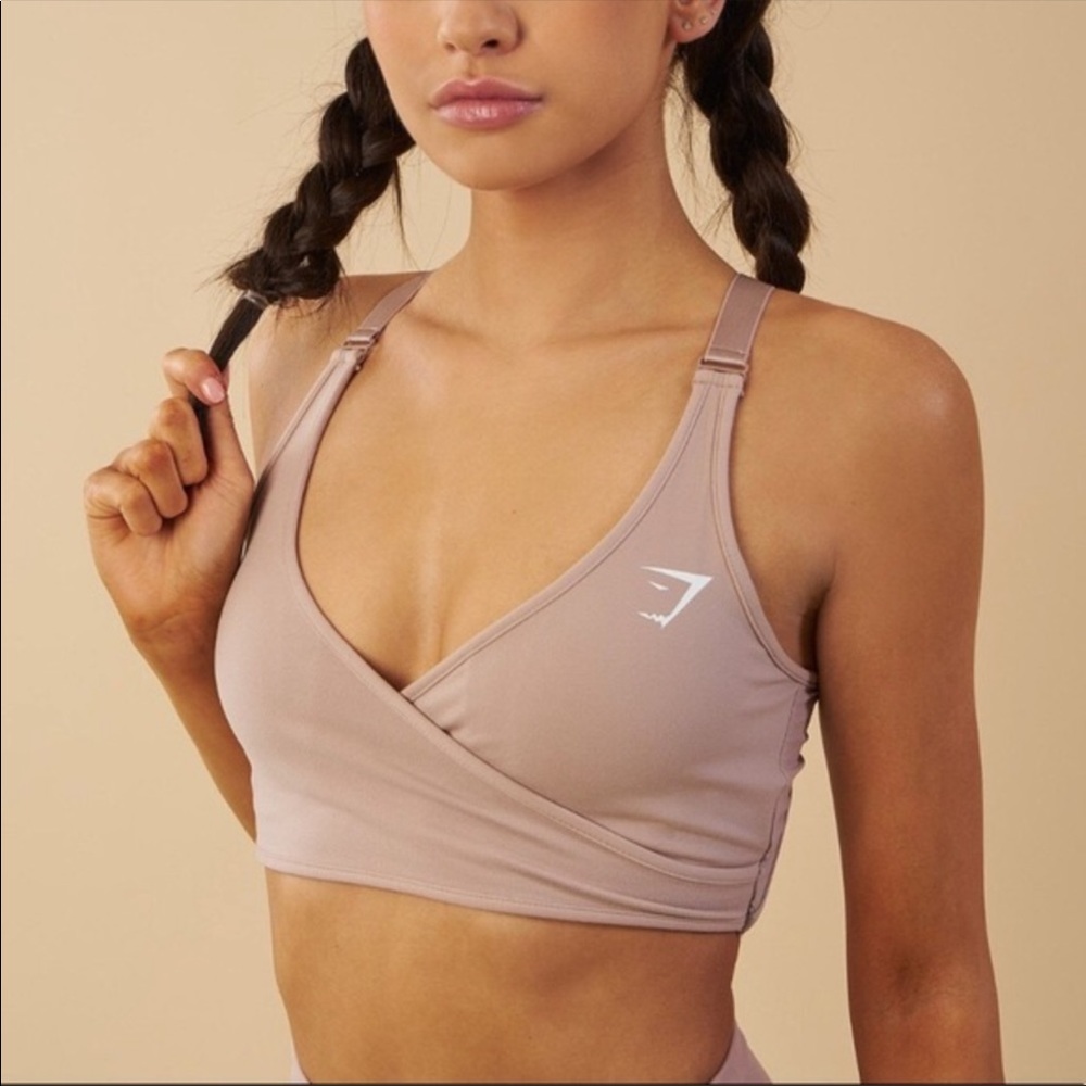 Gymshark elite wrap sports bra in blush pink